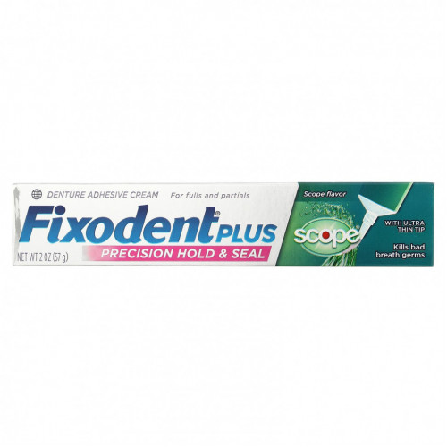 Fixodent, Plus, зубной адгезивный крем, ароматизатор Scope, 57 г (2 унции)