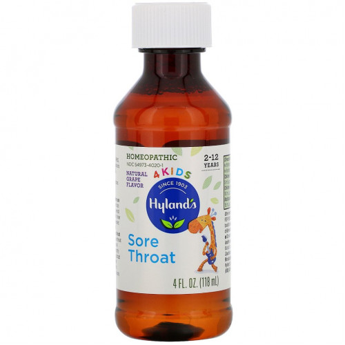 Hyland's, 4 Kids, Sore Throat, 2-12 Years, 4 fl oz (118 ml)