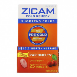 Zicam, Cold Remedy, RapidMelts, вишня, 25 быстрорастворимых таблеток