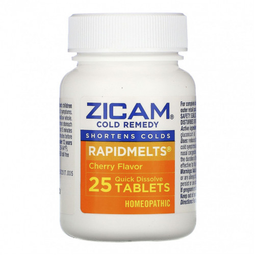 Zicam, Cold Remedy, RapidMelts, вишня, 25 быстрорастворимых таблеток