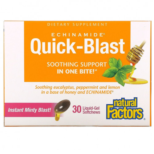 Natural Factors, ECHINAMIDE Quick-Blast, 30 жевательных таблеток