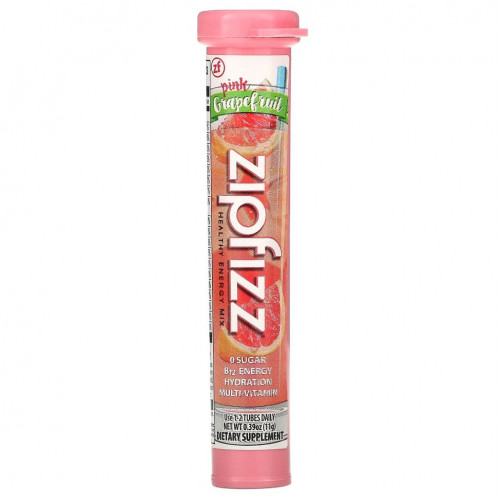 Zipfizz, Healthy Energy Mix With Vitamin B12, Pink Grapefruit, 20 Tubes, 0.39 oz (11 g) Each