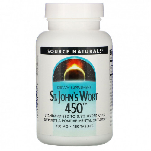 Source Naturals, Зверобой 450, 450 мг, 180 таблеток