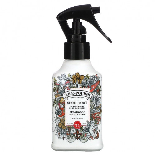 Poo-Pourri, Sole-Pourri, Shoe + Foot, средство для устранения неприятных запахов, кедр и эвкалипт, 100 мл (3,4 жидк. Унции)