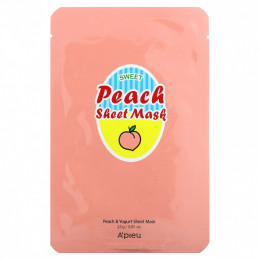 A'Pieu, Тканевая маска для красоты Sweet Peach, персик и йогурт, 1 шт., 23 г (0,81 унции)