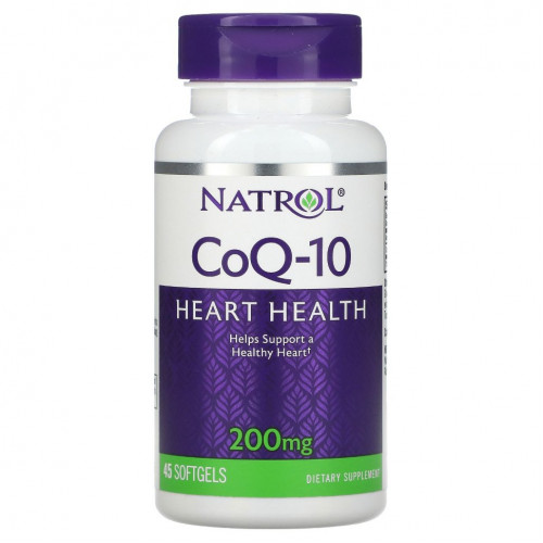 Natrol, CoQ-10, 200 мг, 45 мягких желатиновых капсул