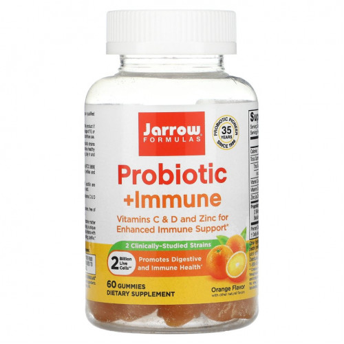 Jarrow Formulas, Probiotic + Immune, апельсин, 2 млрд, 60 жевательных таблеток