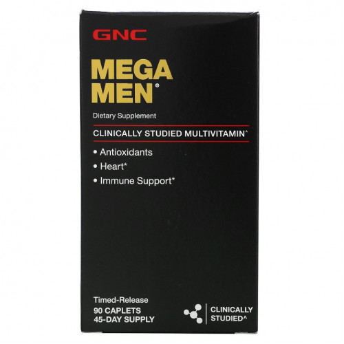 GNC, Mega Men, мультивитамины, 90 капсул