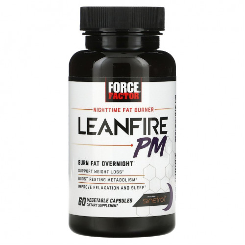 Force Factor, Nighttime Fat Burner, Leanfire PM, 60 растительных капсул