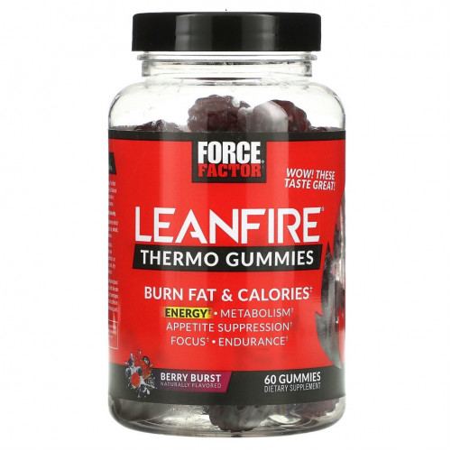 Force Factor, LeanFire, термо-жевательные мармеладки, со вкусом ягод, 60 жевательных таблеток