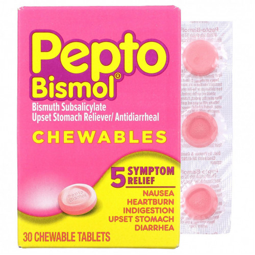 Pepto Bismol, Жевательные таблетки Pepto Bismol, 30 жевательных таблеток