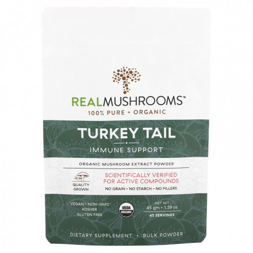 Real Mushrooms, Индейка, порошок экстракта органических грибов, 45 г (1,59 унции)