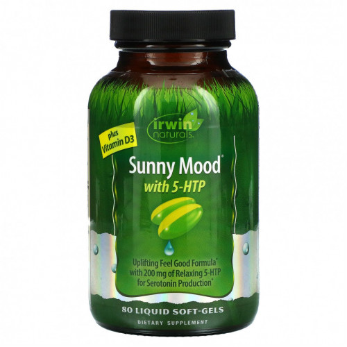 Irwin Naturals, Sunny Mood с 5-HTP и витамином D3, 80 желатиновых капсул