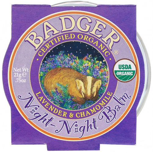 Badger Company, Organic, бальзам 'ночь-ночь', лаванда и ромашка, 0,75 унции (21 г)