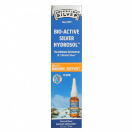 Sovereign Silver, Bio-Active Silver Hydrosol, (биоактивная добавка с серебром), вертикальный спрей, 10 част./млн, 29 мл (1 жидк. унция)