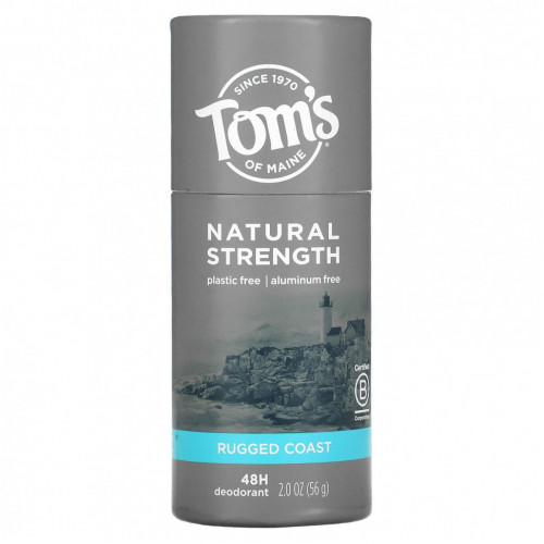 Tom's of Maine, Дезодорант Natural Strength 48H, без алюминия, прочный берег, 56 г (2 унции)