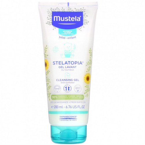 Mustela, Stelatopia, очищающий гель с подсолнечником, 200 мл (6,76 жидк. унции)