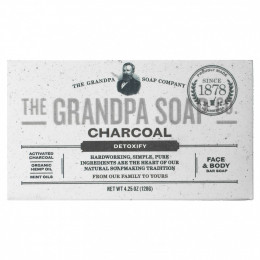 The Grandpa Soap Co., Кусковое мыло для лица и для тела, антитоксичное, с древесным углем, 4,25 унции (120г)