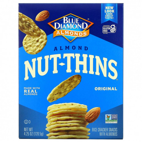 Blue Diamond, Almond Nut-Thins, снэки из рисовых крекеров с миндалем, оригинальные, 120,5 г (4,25 унции)