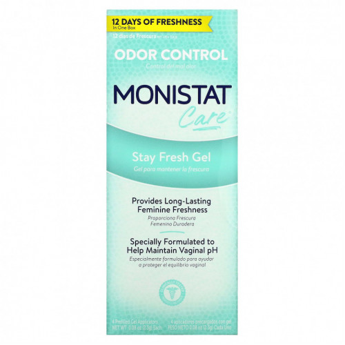 Monistat, Care, контроль запаха, гель Stay Fresh, 4 предварительно заполненных геля-аппликатора, по 2,3 г (0,08 унции)