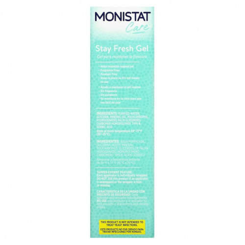 Monistat, Care, контроль запаха, гель Stay Fresh, 4 предварительно заполненных геля-аппликатора, по 2,3 г (0,08 унции)