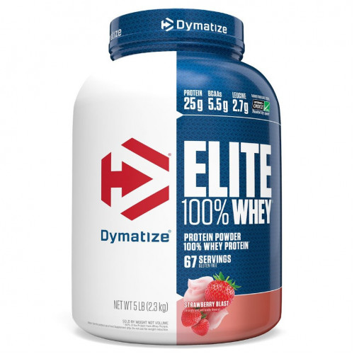 Dymatize Nutrition, Elite 100% Whey Protein, Strawberry Blast, 5 lbs (2.27 kg)