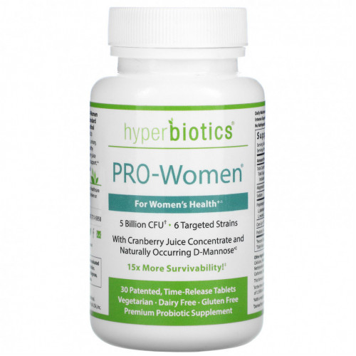 Hyperbiotics, PRO-Women, 5 млрд КОЕ, 30 таблеток постепенного высвобождения