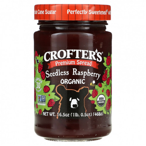 Crofter's Organic, Органический премиальный спред, малина без косточек, 468 г (16,5 унции)