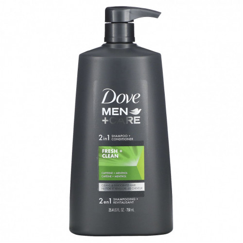 Dove, Men + Care, шампунь и кондиционер 2 в 1, Fresh & Clean, 750 мл (25,4 жидк. Унции)