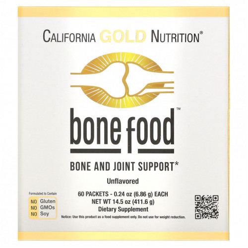 California Gold Nutrition, Bone Food, для поддержки здоровья костей и суставов, 60 пакетиков по 6,83 г (0,24 унции)