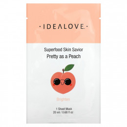 Idealove, Superfood Skin Savior, Pretty as a Peach, 1 тканевая маска, 20 мл (0,68 жидк. Унции)