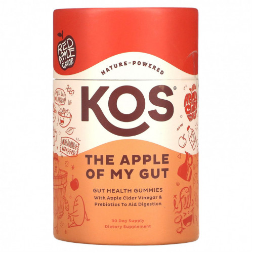 KOS, The Apple Of My Gut, Gut Health Gummies, Red Apple, 30 Gummies