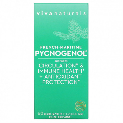 Viva Naturals, French-Maritime Pycnogenol`` 60 растительных капсул