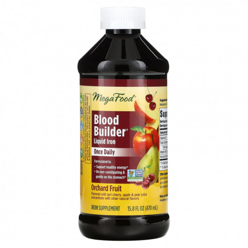 MegaFood, Blood Builder Liquid Iron, Once Daily, Orchard Fruit, 470 мл (15,8 жидк. Унции)