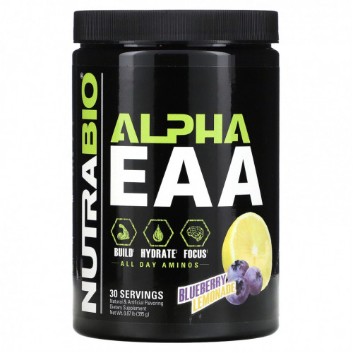 NutraBio Labs, Alpha EAA, черничный лимонад, 395 г (0,87 фунта)