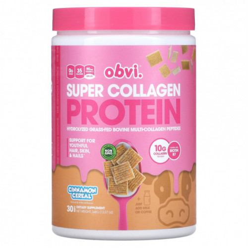 Obvi, Super Collagen Protein, хлопья с корицей, 348 г (12,27 унции)