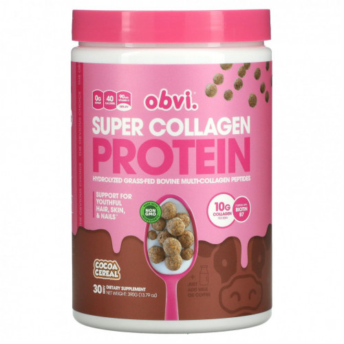 Obvi, Super Collagen Protein, какао-хлопья, 390 г (13,79 унции)