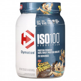 Dymatize, ISO100, гидролизованный, 100% изолят сывороточного протеина, галька какао, 640 г (1,4 фунта)