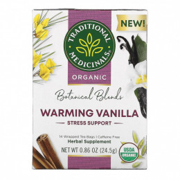 Traditional Medicinals, Organic Botanical Blends Tea, Caffeine Free, Warming Vanilla, 14 Wrapped Tea Bags, 0.86 oz (24.5 g)