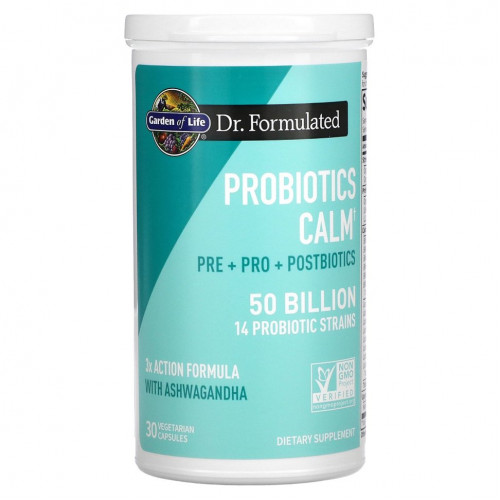 Garden of Life, Probiotics Calm, 50 млрд, 30 вегетарианских капсул