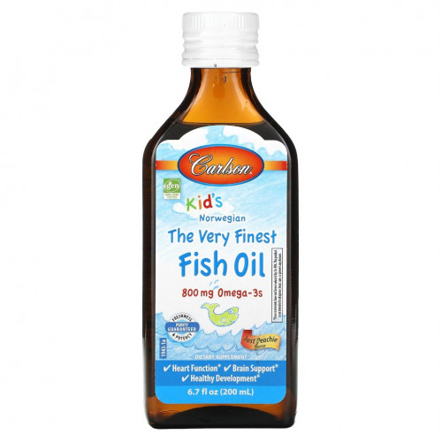 Carlson, Kids Norwegian, The Very Finest Fish Oil, Just Peachie, 800 mg, 6.7 fl oz (200 ml)