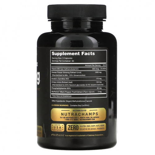 NutraChamps, Korean Panax Ginseng`` 90 растительных капсул