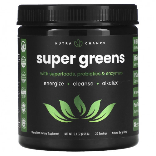 NutraChamps, Super Greens, натуральные ягоды, 258 г (9,1 унции)