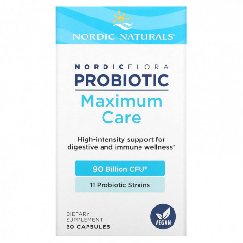 Nordic Naturals, Nordic Flora Probiotic, Maximum Care, 90 млрд КОЕ, 30 капсул