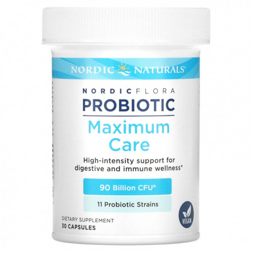 Nordic Naturals, Nordic Flora Probiotic, Maximum Care, 90 млрд КОЕ, 30 капсул