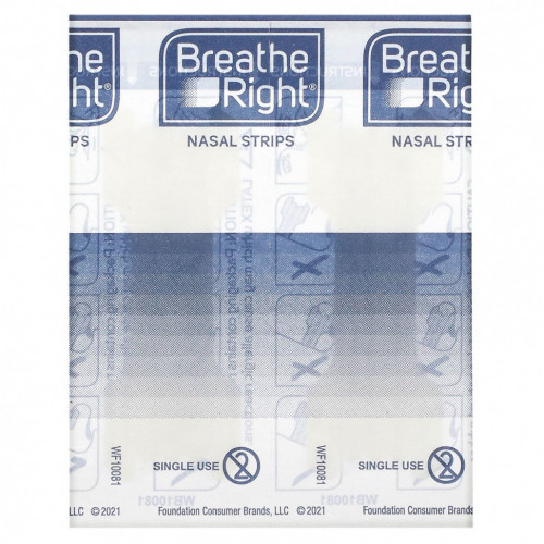 Breathe Right, Полоски для носа, усиленная, для чувствительной кожи, 26 прозрачных полосок