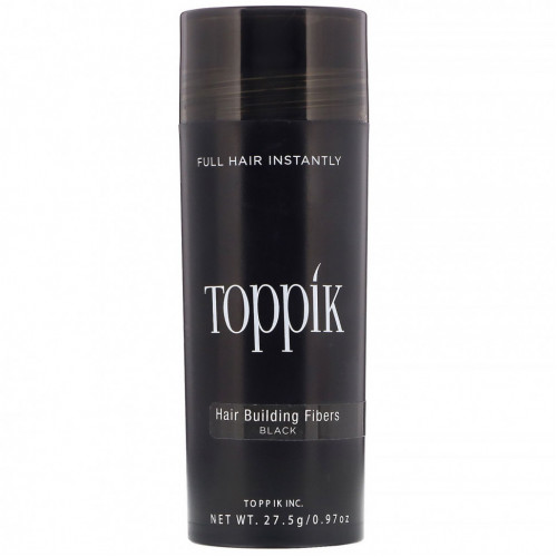 Toppik, Hair Building Fibers, загуститель для волос, оттенок черный, 27,5 г (0,97 унции)