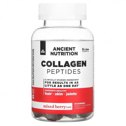 Dr. Axe / Ancient Nutrition, Collagen Peptides, Mixed Berry, 45 Gummies