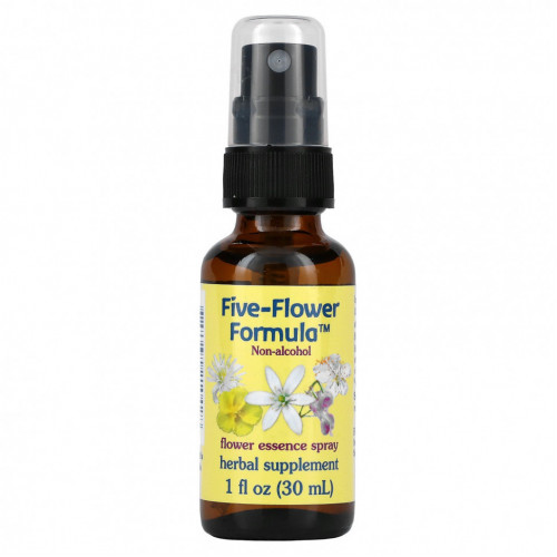 Flower Essence Services, Five-Flower Formula, Спрей с цветочной эссенцией, не содержит спирта, 1 ж. унций (30 мл)