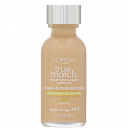 L'Oreal, True Match Super-Blendable Makeup, W3 Nude Beige, 1 fl oz (30 ml)